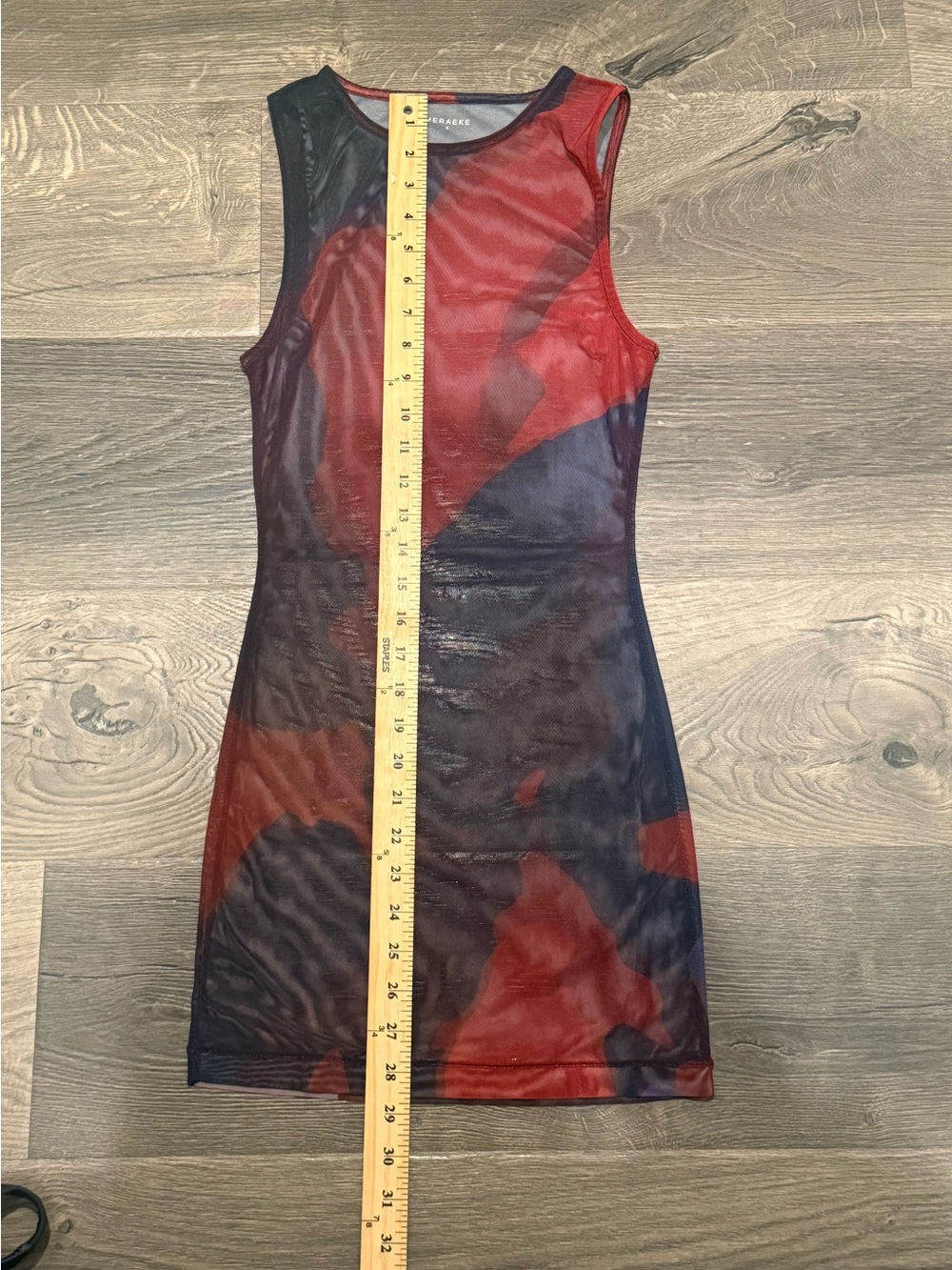 Sheer Red & Blue Abstract Mesh Swim Cover-Up - Picture 9 of 10